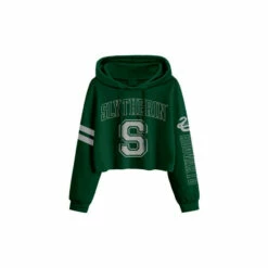 Harry Potter College Slytherin Crop Hoodie For Female