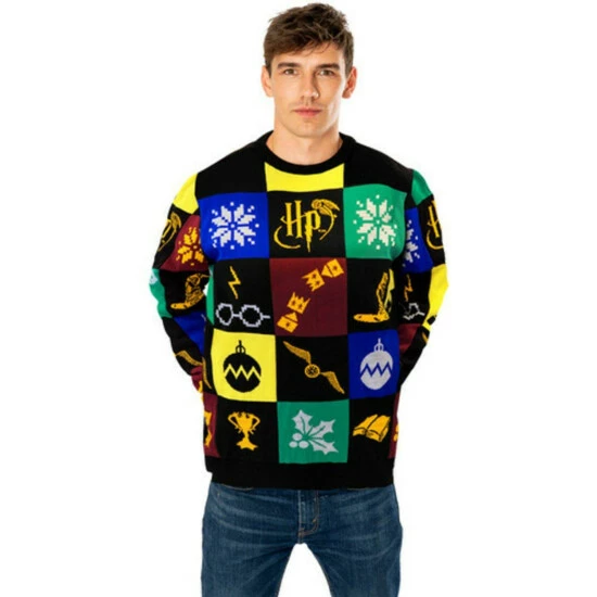 Harry Potter Deluxe Patchwork Knitted Jumper For Male 5 Harry Potter Deluxe Patchwork Knitted Jumper For Male - Image 3