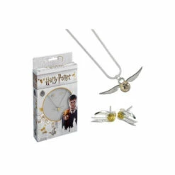 Harry Potter Silver Plated Golden Snitch Necklace And Earring Set For Unisex